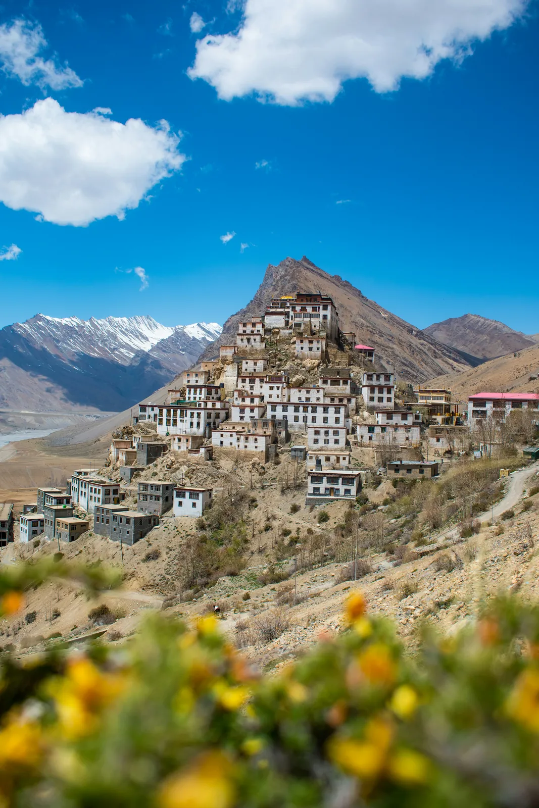 High-altitude desert and monastery in Spiti Valley, Himachal